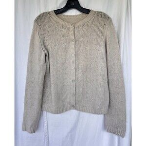 The White Company White Label Cream Wool Alpaca Cardigan Sweater Size 12 Classic